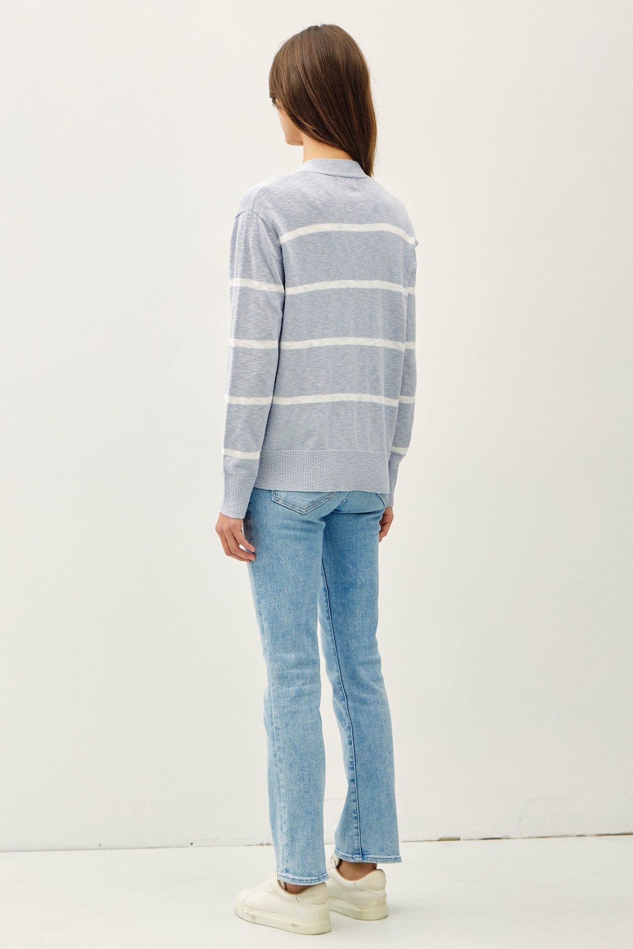 Be Cool Striped Cardigan - Baby Blue