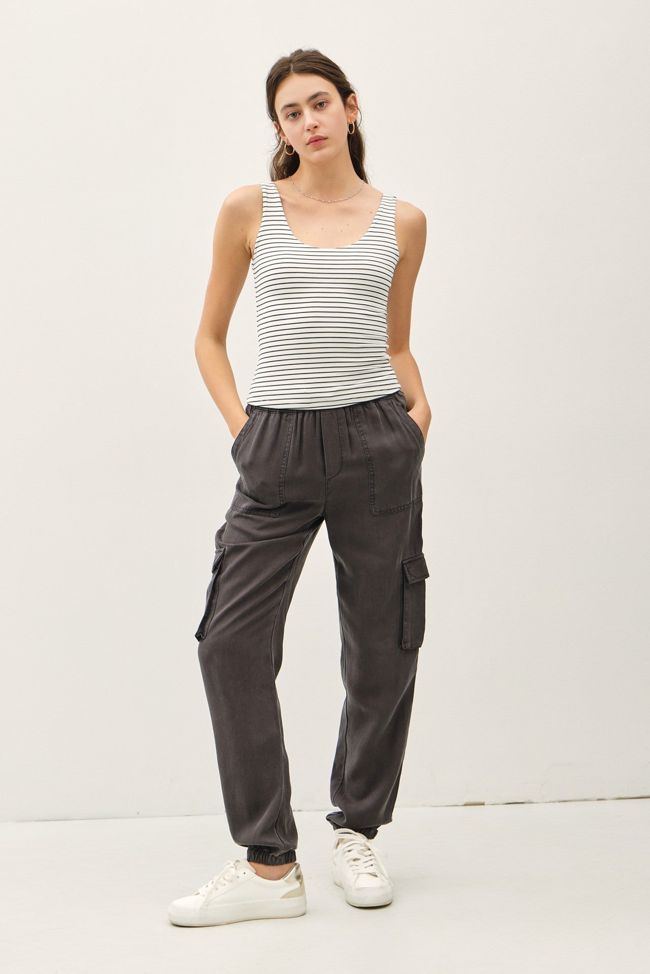 Double Layer Tank - Dark Navy Stripe