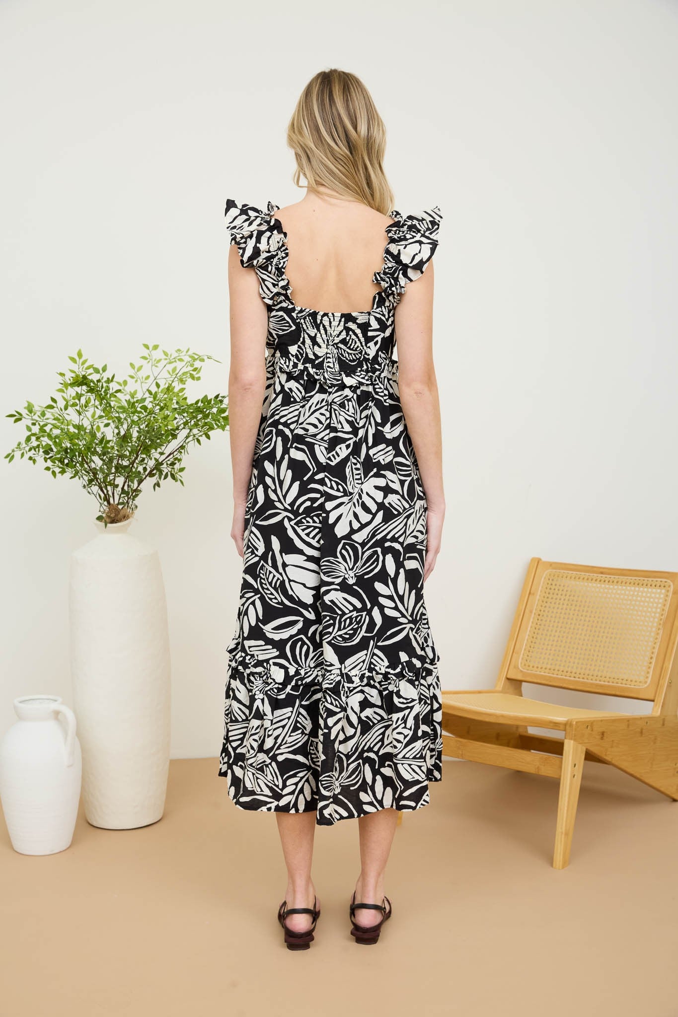 Tropical Print Midi Dress - CR2173C