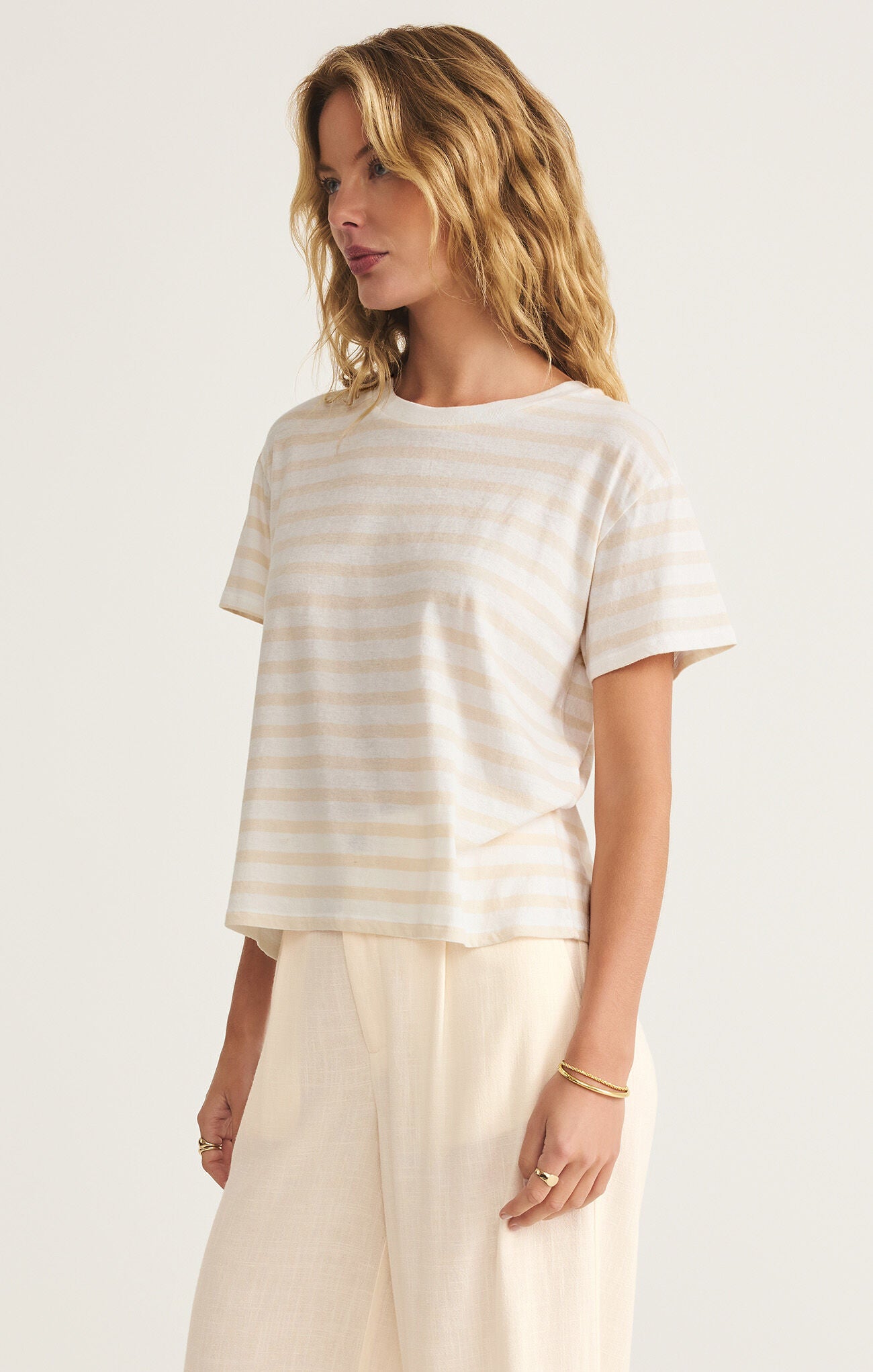 Z Supply Go To Stripe Tee - Panna