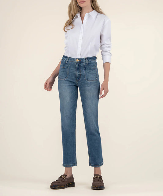 Kut from the Kloth High Rise Elizabeth Crop Straight Leg - Clarity