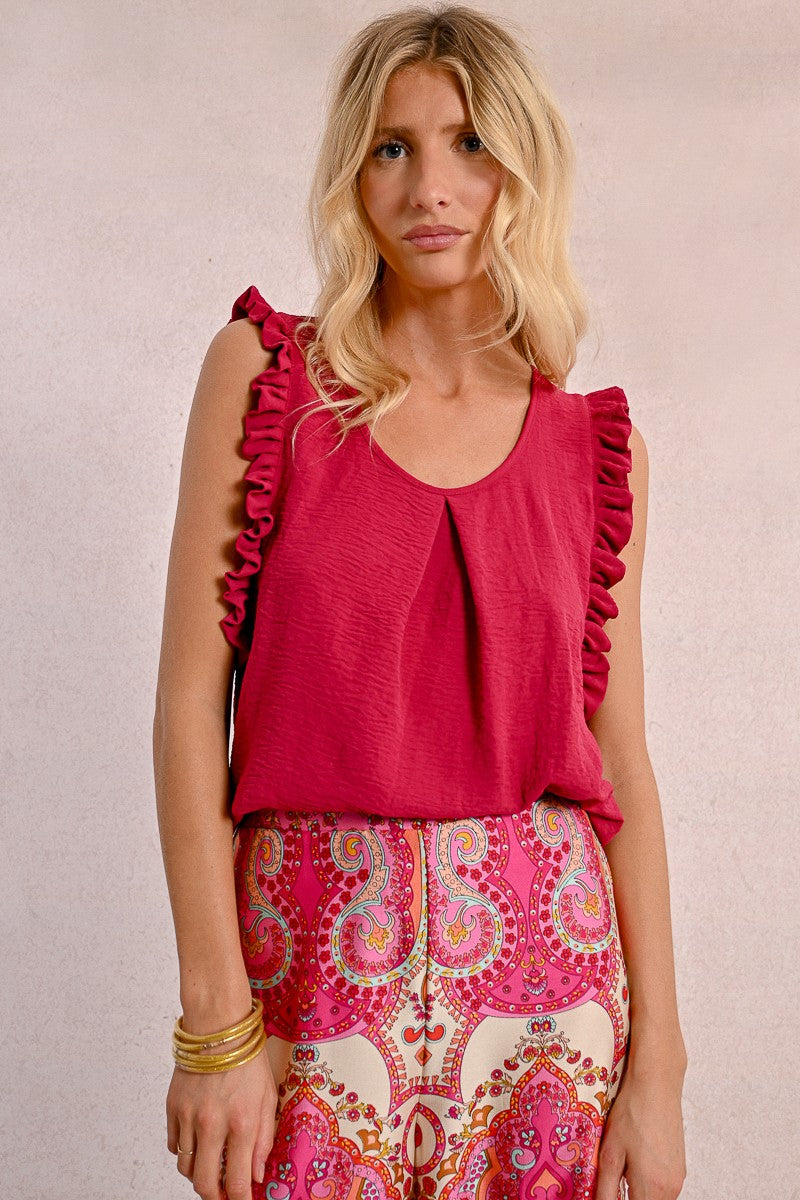 Molly Bracken Ruffle Blouse - Raspberry