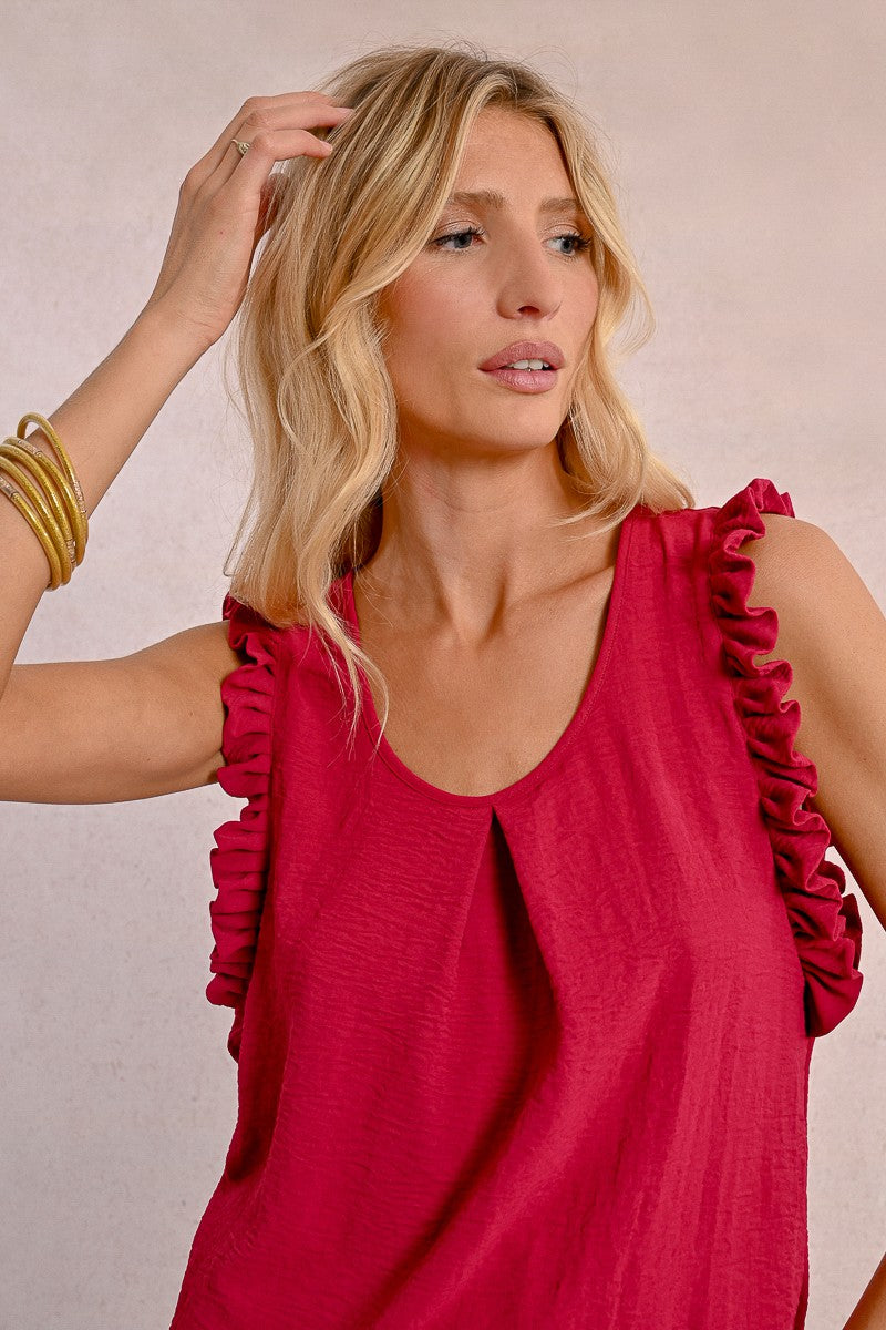 Molly Bracken Ruffle Blouse - Raspberry