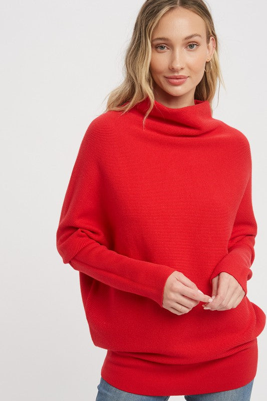 Slouchy Dolman Sweater - Red