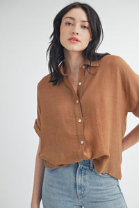 F2F Boxy Button Up - Caramel