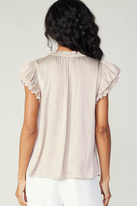 Current Air-Double Flutter Blouse-Taupe Beige