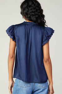 Current Air-Double Flutter Blouse-Navy