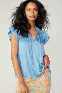 Current Air-Double Flutter Blouse-Baby Blue