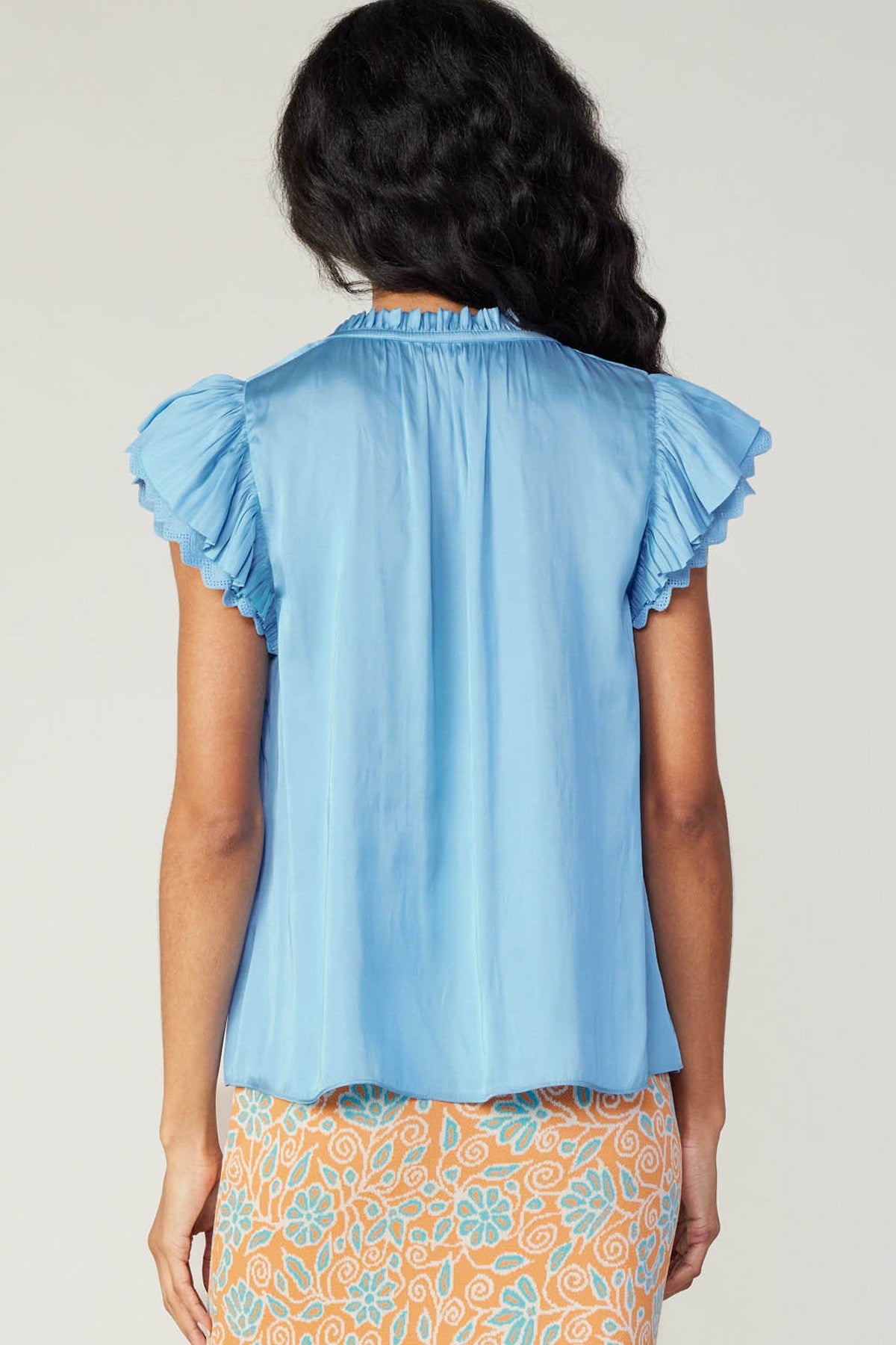 Current Air-Double Flutter Blouse-Baby Blue