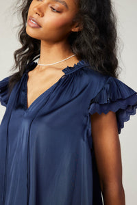 Current Air-Double Flutter Blouse-Navy