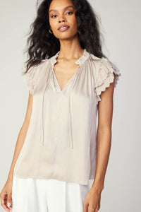 Current Air-Double Flutter Blouse-Taupe Beige