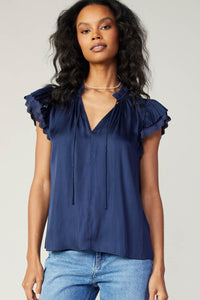 Current Air-Double Flutter Blouse-Navy