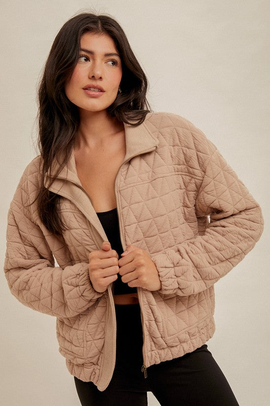 Hem & Thread Quilted Bomber 35850