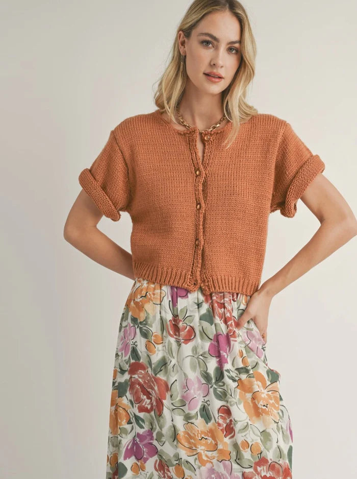 Coco Buttoned Sweater, pumpkin