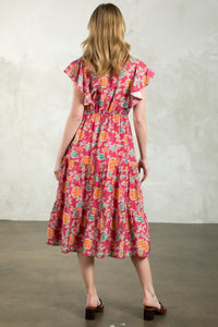 THML Flutter Sleeve Print Dress