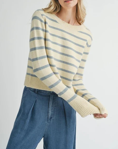 Sheri Striped Sweater, cream sky