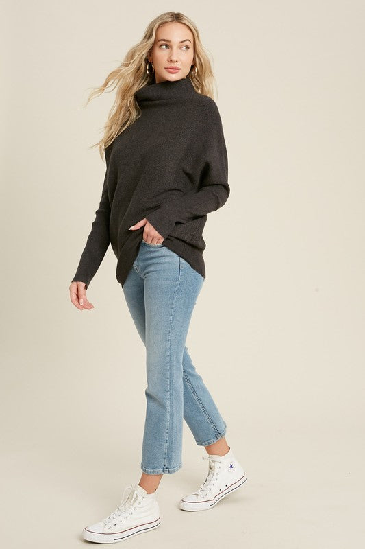 Slouchy Dolman Sweater - Charcoal