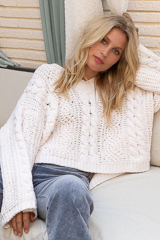 Knitted braided sweater - Women